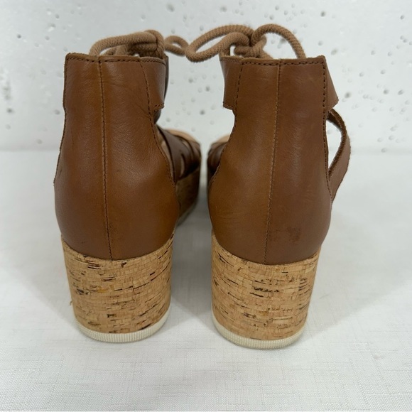 Sorel Women’s size 7 Cameron Light Brown Leather Platform Lace Up Sandals - Picture 5 of 12
